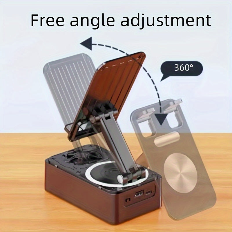 New Phone Stand with Speaker, Multifunctional Rotating Folding Desktop Speaker, Induction Speaker HD Surround Sound