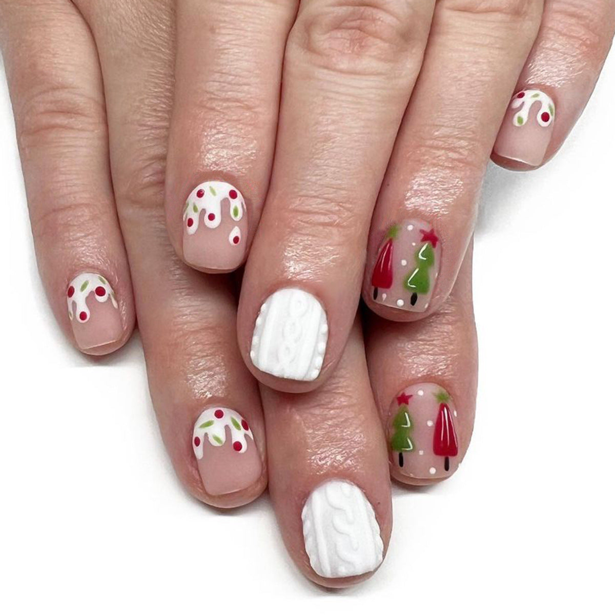 96 pcs Festive Holiday Nail Art Set - Pink
