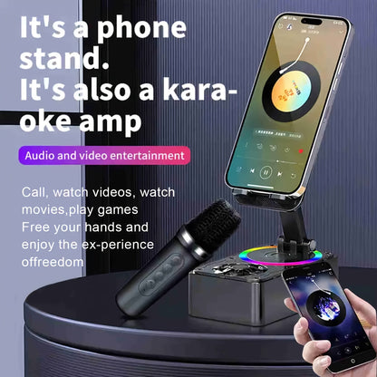 New Phone Stand with Speaker, Multifunctional Rotating Folding Desktop Speaker, Induction Speaker HD Surround Sound