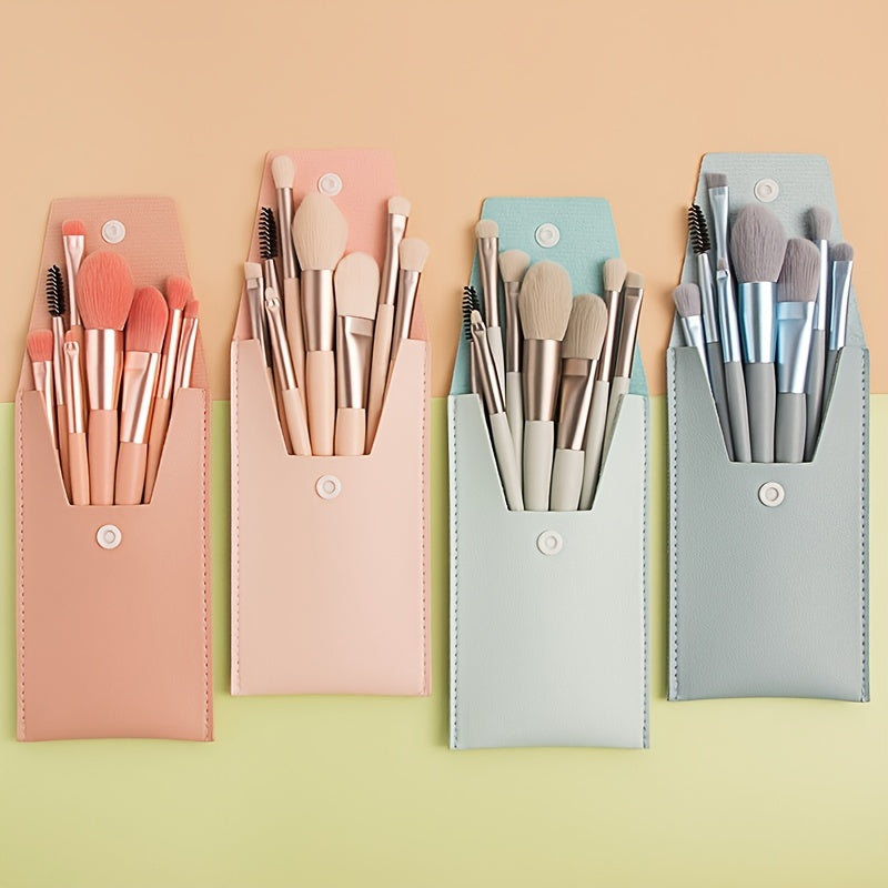 Portable Mini Makeup Brush Set with Storage Bag 8pcs
