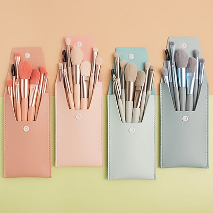 Portable Mini Makeup Brush Set with Storage Bag 8pcs