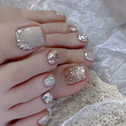 4 Boxes of Press-On Pedicure Nails with Rhinestones