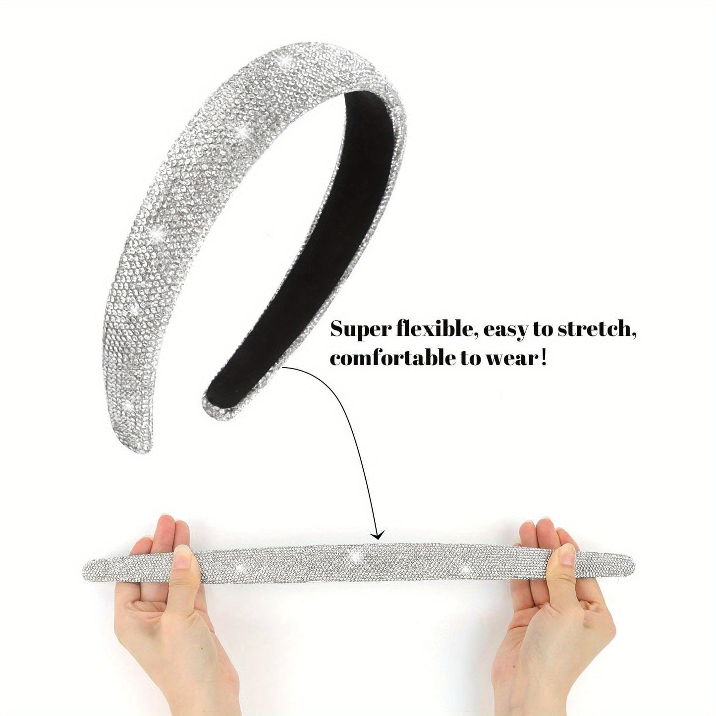 3 Purple Pink Silver Rhinestone Headbands