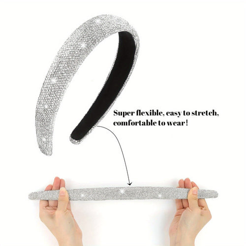 3 Purple Pink Silver Rhinestone Headbands