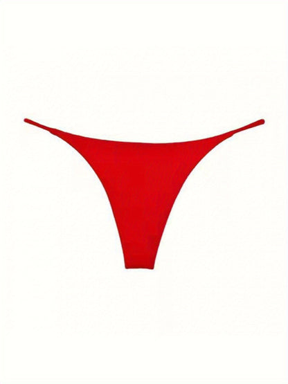 5 Pcs Double Spaghetti Straps Sexy Low Waisted T-Shaped Thong Bikini Women's Erotic Panties