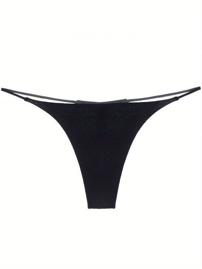 5 Pcs Double Spaghetti Straps Sexy Low Waisted T-Shaped Thong Bikini Women's Erotic Panties
