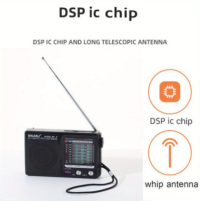 KK-9 Portable Pocket Radio - Personal Radios with Loud Speaker, Headphone Jack, 2AA Battery Operated, AM FM SW1-7 Bands