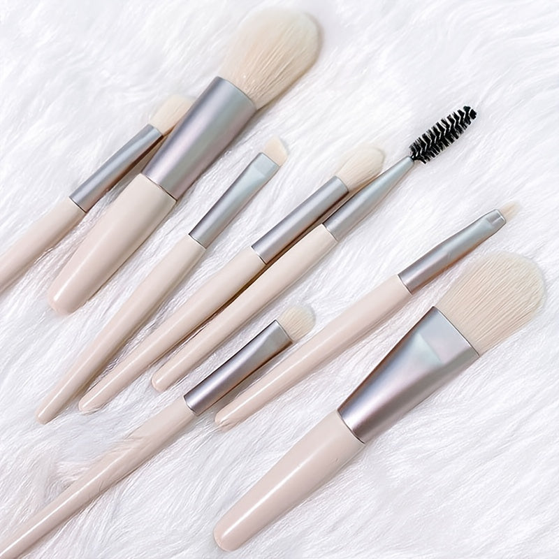 Portable Mini Makeup Brush Set with Storage Bag 8pcs
