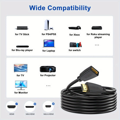 I-Zclive 4K HDTV Extension Cable - High Speed, Gold-Plated Male to Female Connector for Monitors