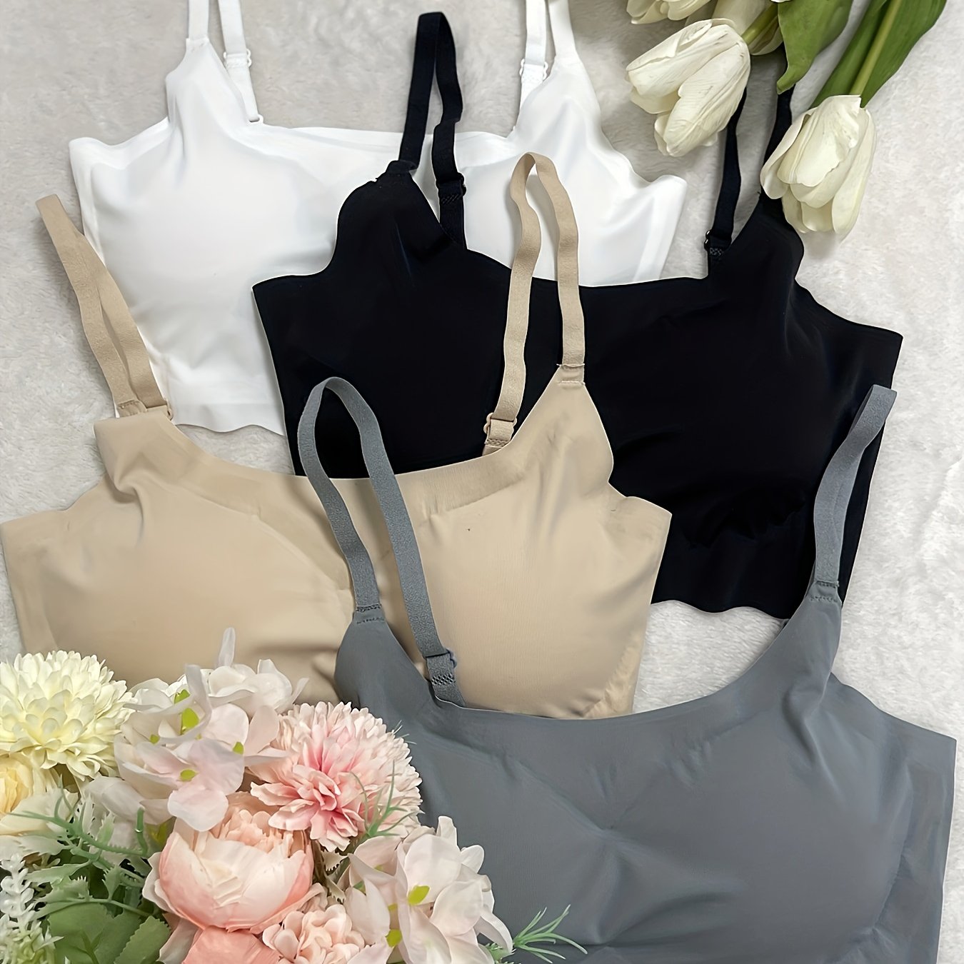 4pcs Seamless Solid Comfortable Bralettes
