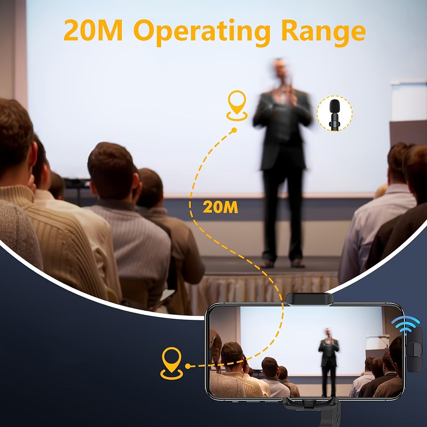 Professional Wireless Microphone, Smartphone, Laptop, Wireless Omnidirectional Condenser Recording Microphone