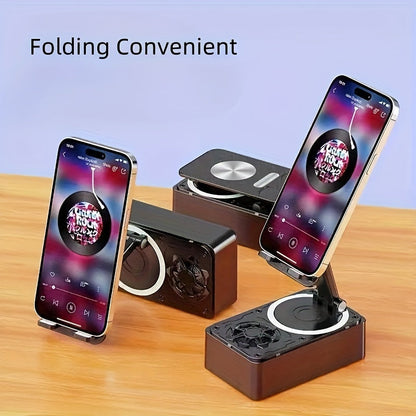 New Phone Stand with Speaker, Multifunctional Rotating Folding Desktop Speaker, Induction Speaker HD Surround Sound
