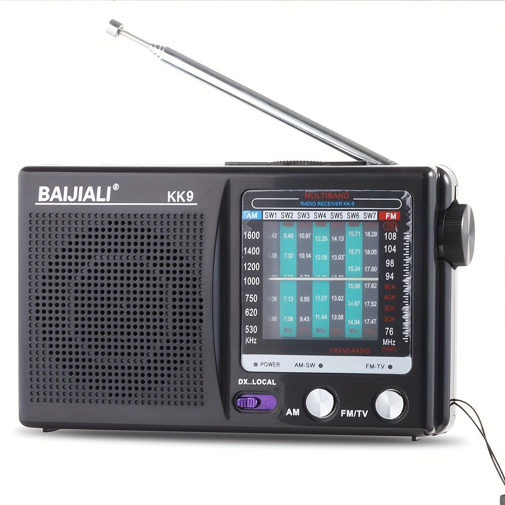 2W Powerful Portable Radio Speaker - AM/FM/SW/TV Bands, Headphone Jack, USB Powered, 2*AA Battery Operated