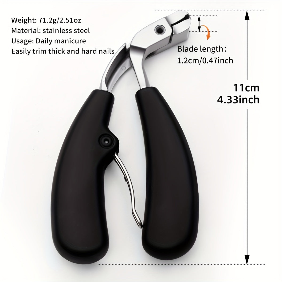 Heavy-Duty Stainless Steel Nail Clippers with Curved Blade