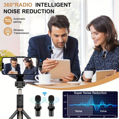 Professional Wireless Microphone, Smartphone, Laptop, Wireless Omnidirectional Condenser Recording Microphone
