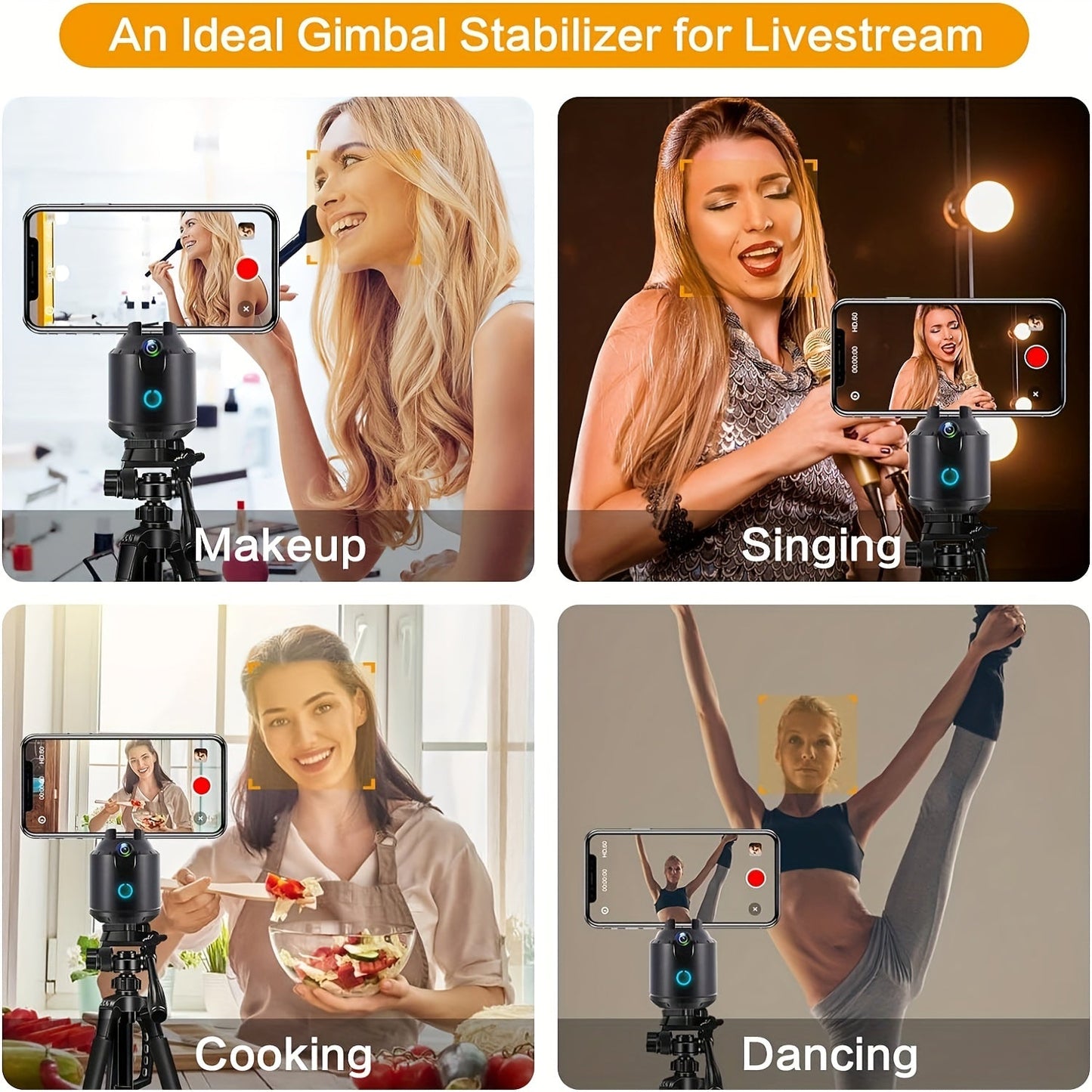 Auto Face Tracking Tripod 360° Rotation  Phone Holder