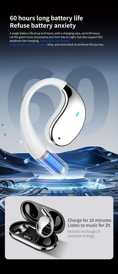 Open Earphones With Built-in Microphones & LED Digital Display Charging Case