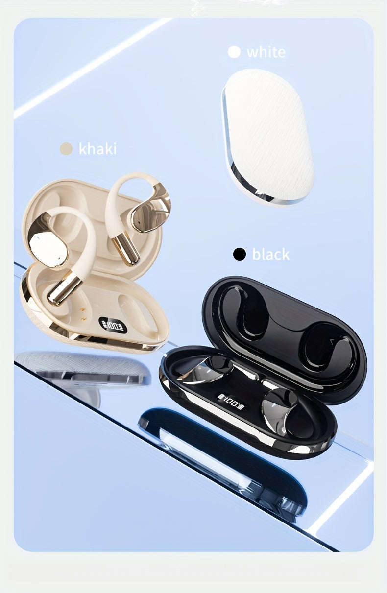 Open Earphones With Built-in Microphones & LED Digital Display Charging Case