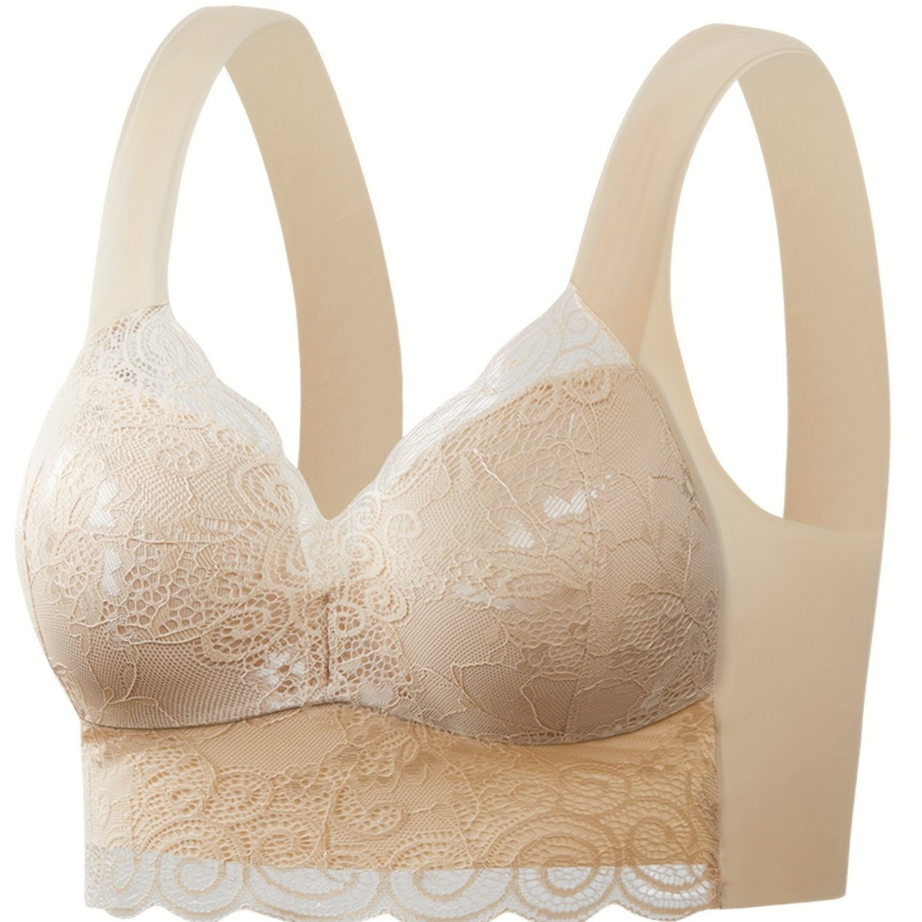 Ultra-Soft Wireless Lace Bra - Seamless Comfort, Feminine Scallop Trim - Perfect Womens Underwear for All-Day Wear
