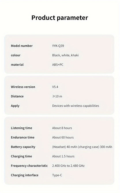 Open Earphones With Built-in Microphones & LED Digital Display Charging Case
