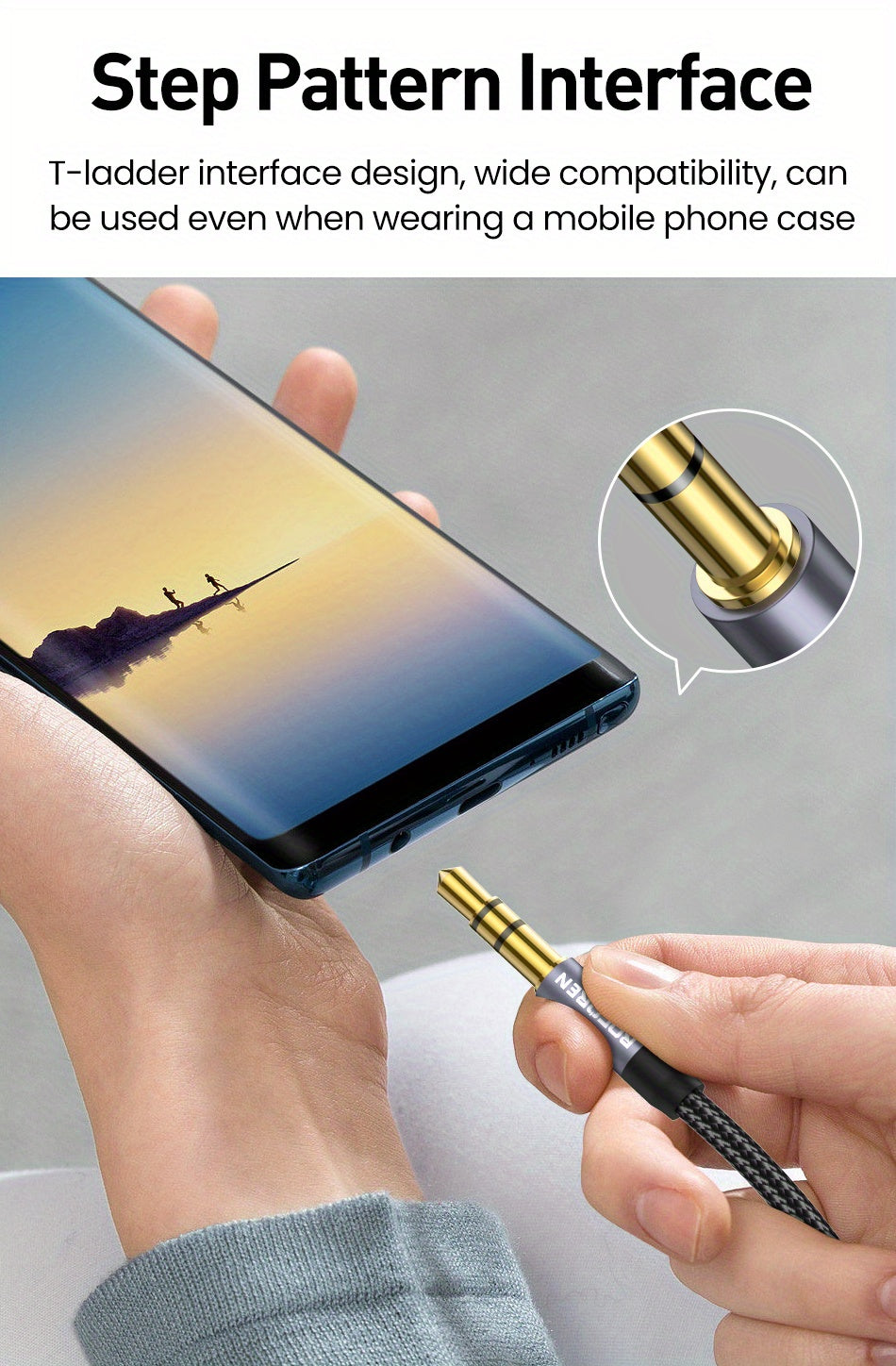 Rocoren Braided 3.5mm Aux Cable - Hi-Fi Stereo Sound, Male to Male Connectivity, Universal Compatibility for Audio Devices