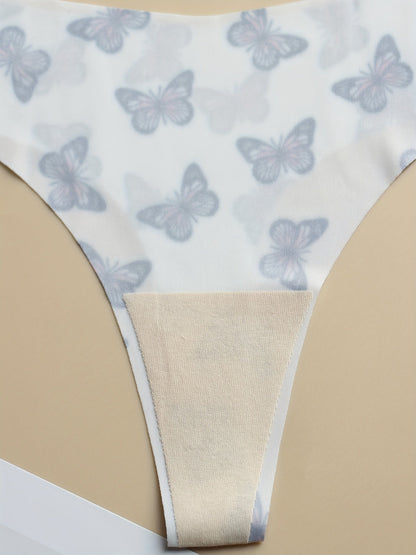 7pcs Comfy Graphic Print Seamless Thongs, Breathable Women's Lingerie