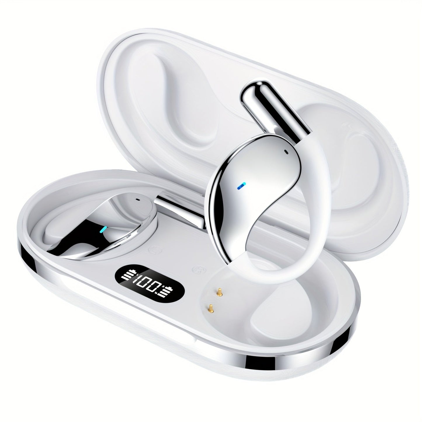 Open Earphones With Built-in Microphones & LED Digital Display Charging Case