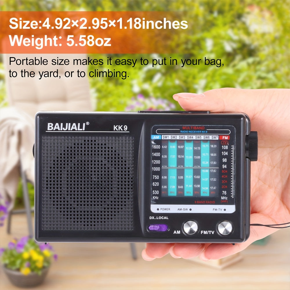 2W Powerful Portable Radio Speaker - AM/FM/SW/TV Bands, Headphone Jack, USB Powered, 2*AA Battery Operated