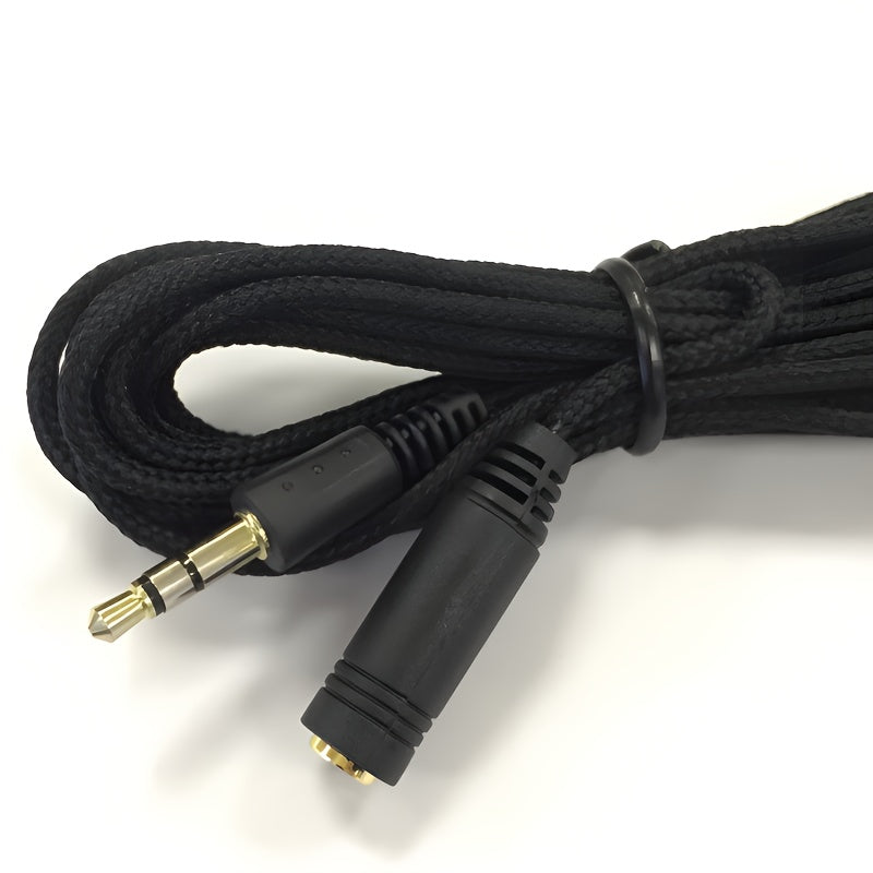 3.5mm Braided Headphone Extension Cord - 1.5M/3M/5M Long, 0.138'' Microphone Connecting Cable, 1/8 inch Stereo Audio Extension, 3.5 Male to Female Adapter for Clear Sound