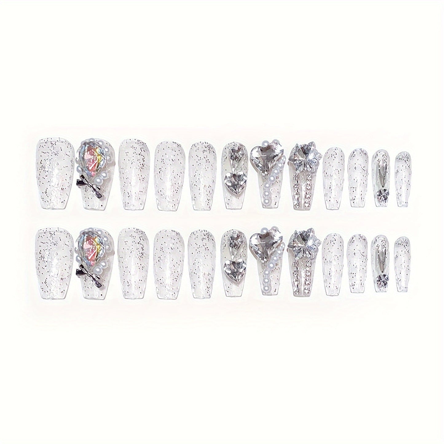 48 pcs Long Press-on Nails Coffin Transparently Fake Nails