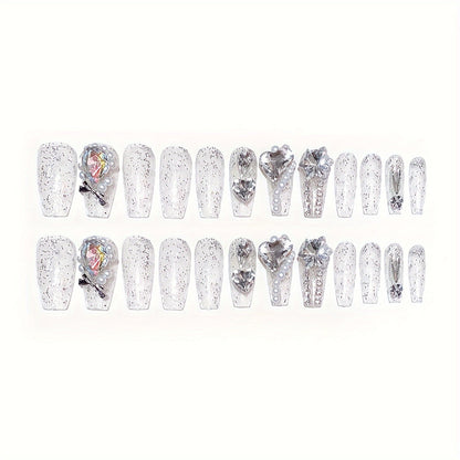 48 pcs Long Press-on Nails Coffin Transparently Fake Nails