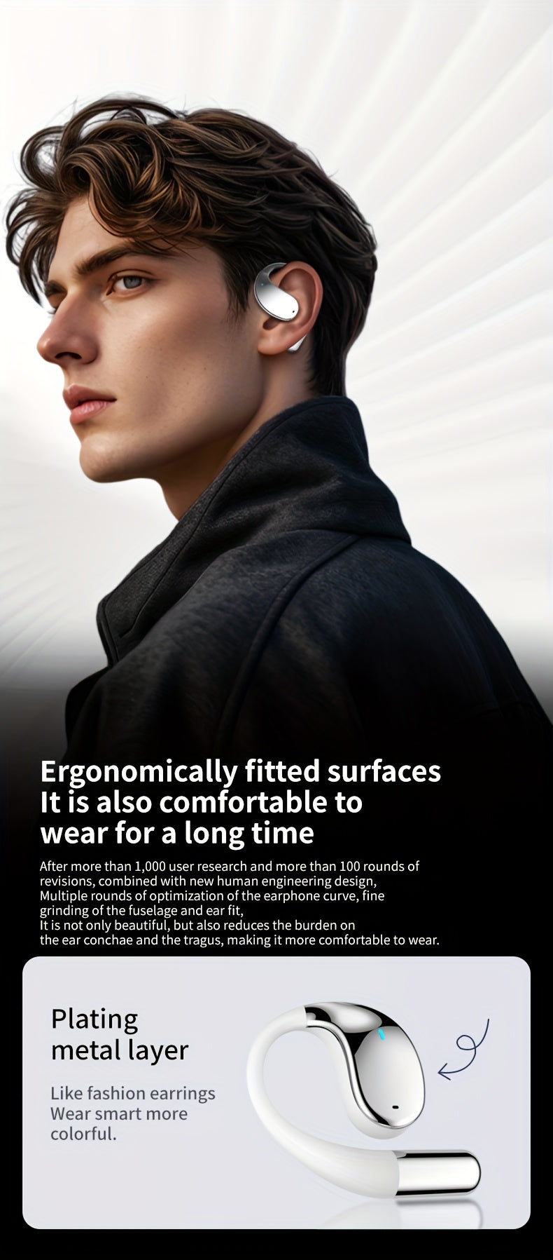 Open Earphones With Built-in Microphones & LED Digital Display Charging Case