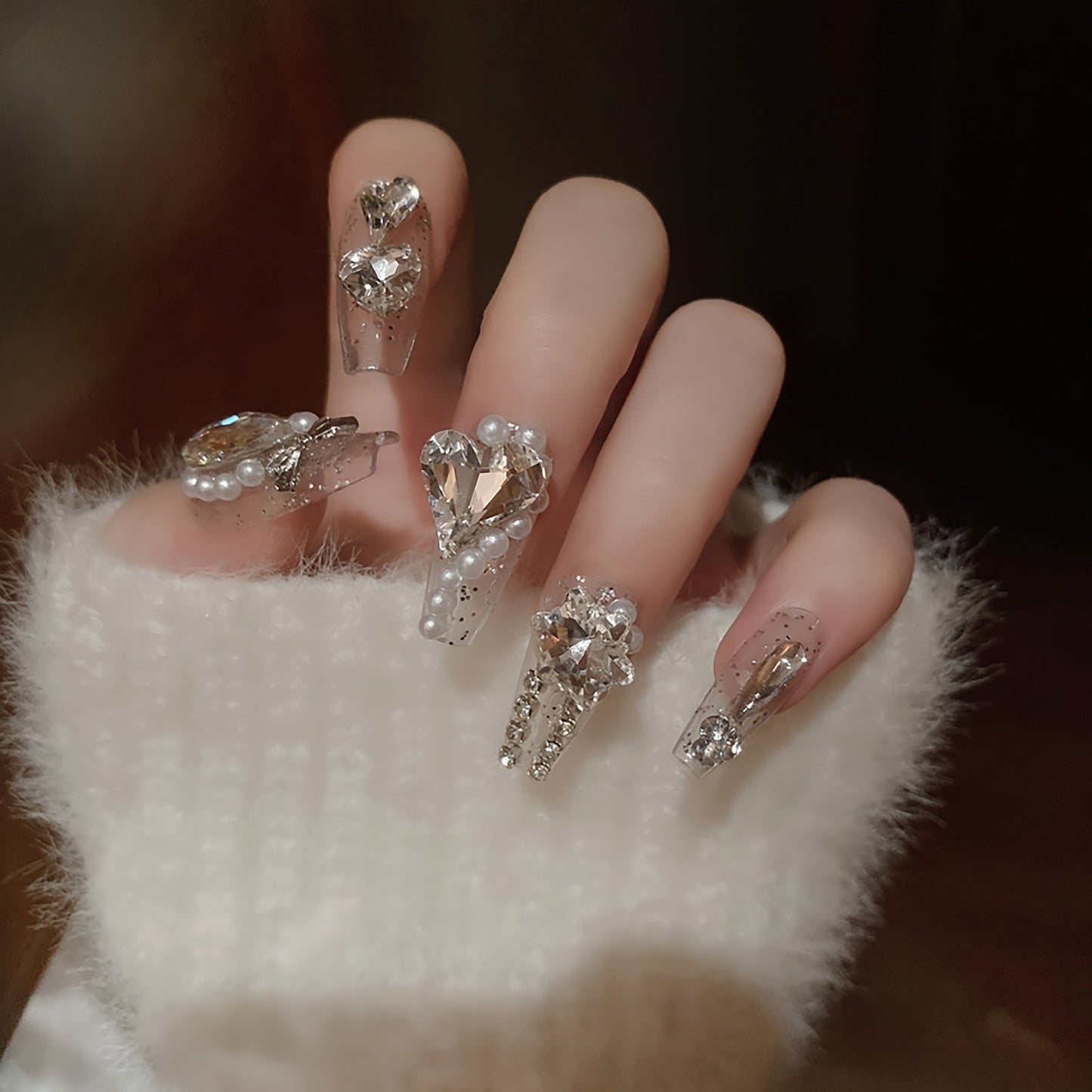 48 pcs Long Press-on Nails Coffin Transparently Fake Nails