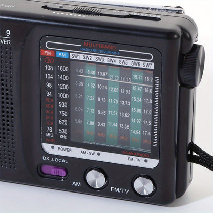 KK-9 Portable Pocket Radio - Personal Radios with Loud Speaker, Headphone Jack, 2AA Battery Operated, AM FM SW1-7 Bands