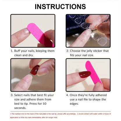 48 pcs Long Press-on Nails Coffin Transparently Fake Nails