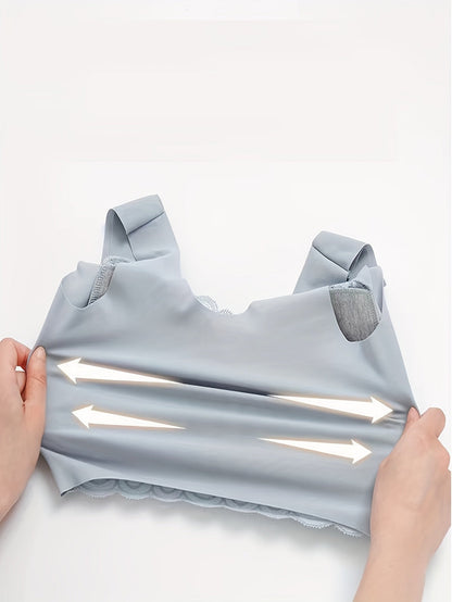 Ultra-Soft Wireless Lace Bra - Seamless Comfort, Feminine Scallop Trim - Perfect Womens Underwear for All-Day Wear