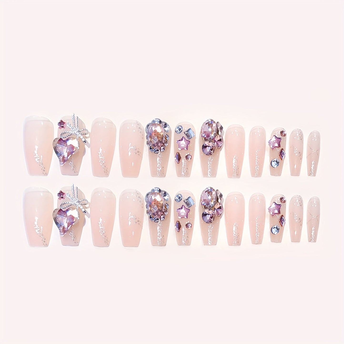 48 pcs Long Press-on Nails Coffin Transparently Fake Nails