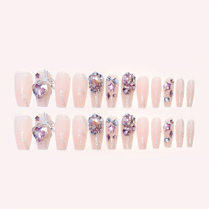 48 pcs Long Press-on Nails Coffin Transparently Fake Nails