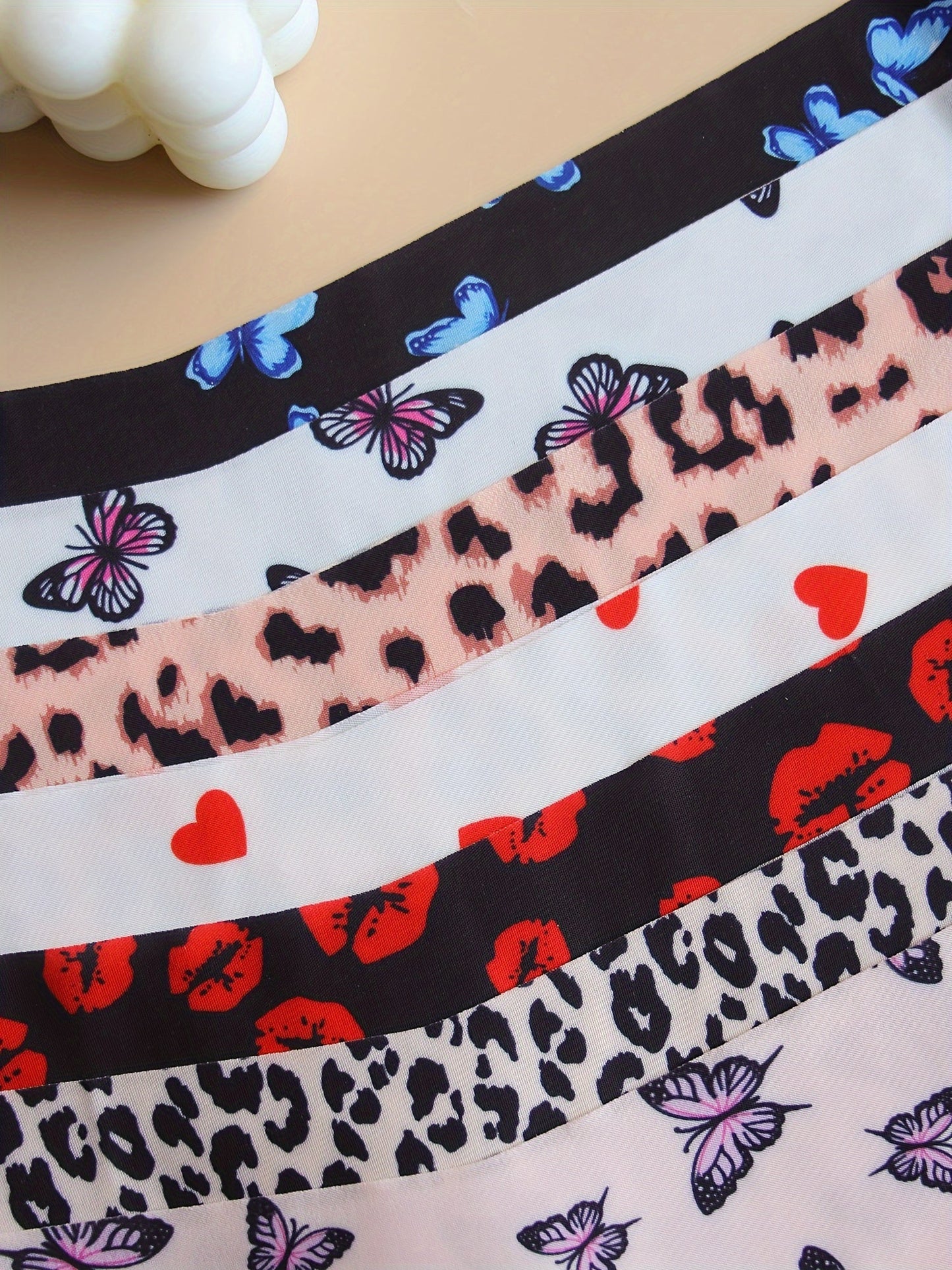 7pcs Comfy Graphic Print Seamless Thongs, Breathable Women's Lingerie
