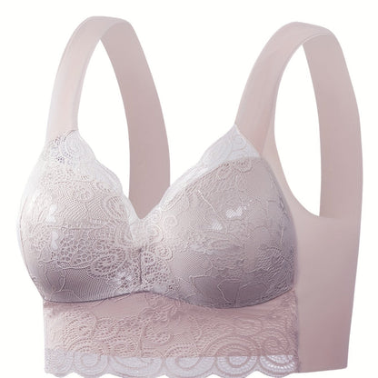 Ultra-Soft Wireless Lace Bra - Seamless Comfort, Feminine Scallop Trim - Perfect Womens Underwear for All-Day Wear