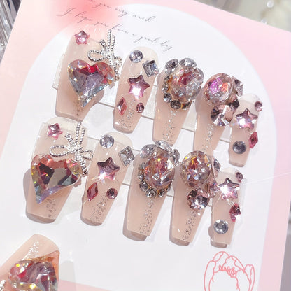 48 pcs Long Press-on Nails Coffin Transparently Fake Nails
