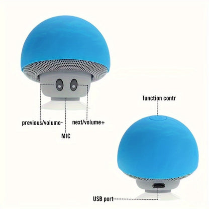 1pc Cartoon Mushroom Portable Wireless Speaker - Portable Bluetooth Speakers with Phone Holder, Suction Cup Design, Mini and Delicate