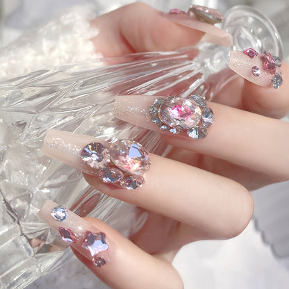 48 pcs Long Press-on Nails Coffin Transparently Fake Nails