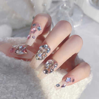 48 pcs Long Press-on Nails Coffin Transparently Fake Nails