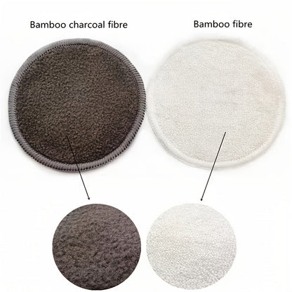 Ultra-Soft Microfiber Reusable Bamboo Makeup Remover Pads, Washable Rounds Cleansing Tools for Make Up Removal