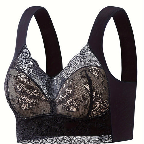 Ultra-Soft Wireless Lace Bra - Seamless Comfort, Feminine Scallop Trim - Perfect Womens Underwear for All-Day Wear