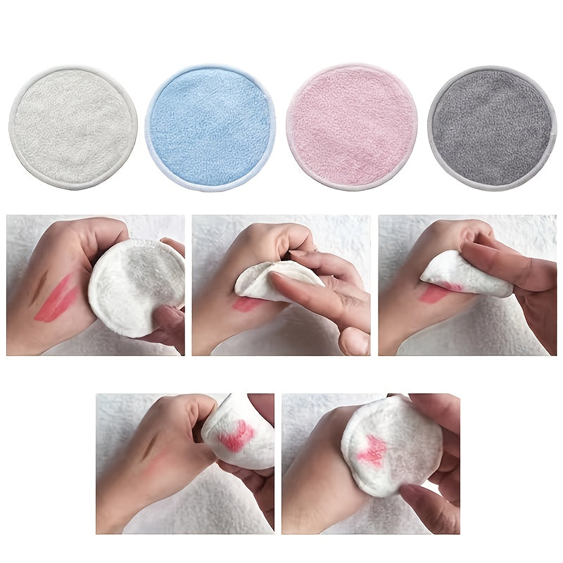 Ultra-Soft Microfiber Reusable Bamboo Makeup Remover Pads, Washable Rounds Cleansing Tools for Make Up Removal