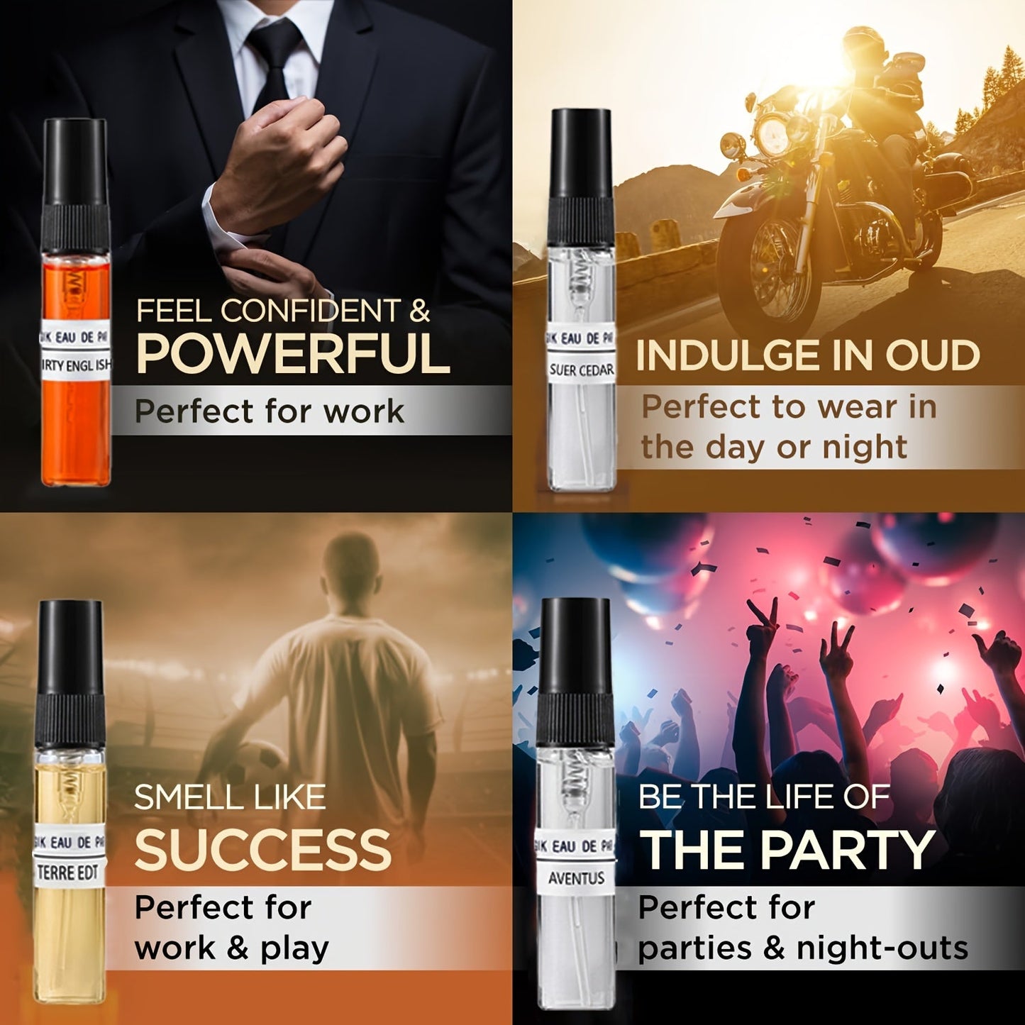 Men's Perfume Casual Daily Mini Perfume, 10 Mini Sprays (0.17 oz Each)