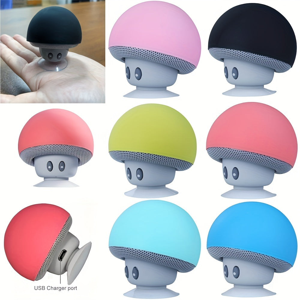 1pc Cartoon Mushroom Portable Wireless Speaker - Portable Bluetooth Speakers with Phone Holder, Suction Cup Design, Mini and Delicate