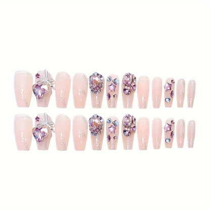 48 pcs Long Press-on Nails Coffin Transparently Fake Nails